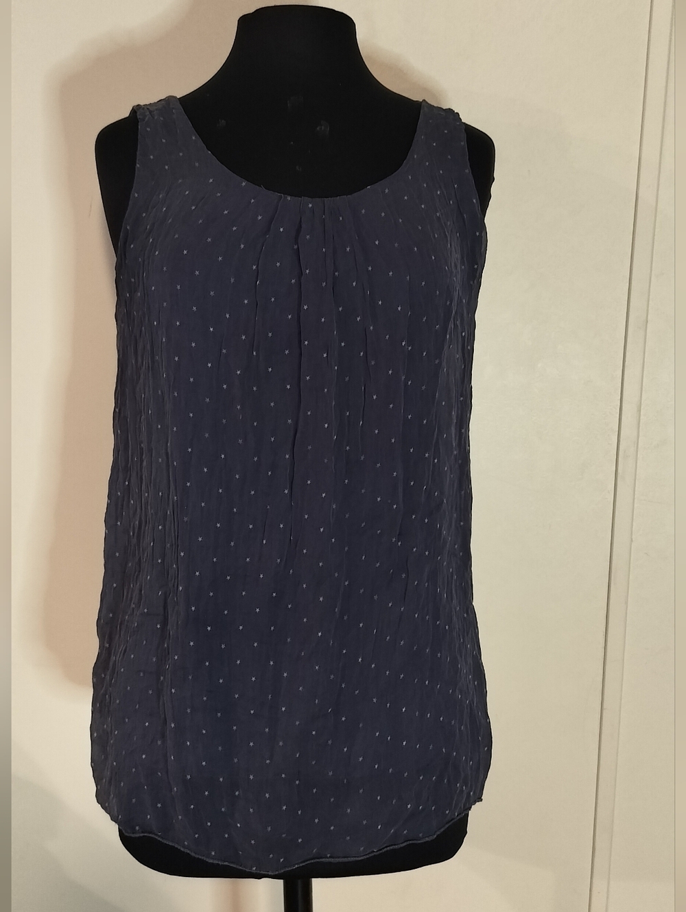Navy Sleeveless Dot-Texture Camisole